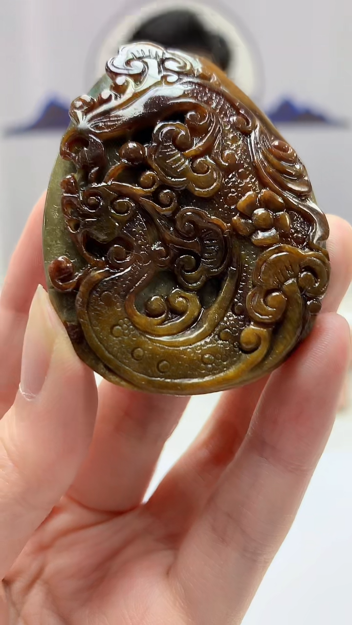 【闪购商品】定制翡翠未镶嵌4917zm-毛货挂件龙凤132