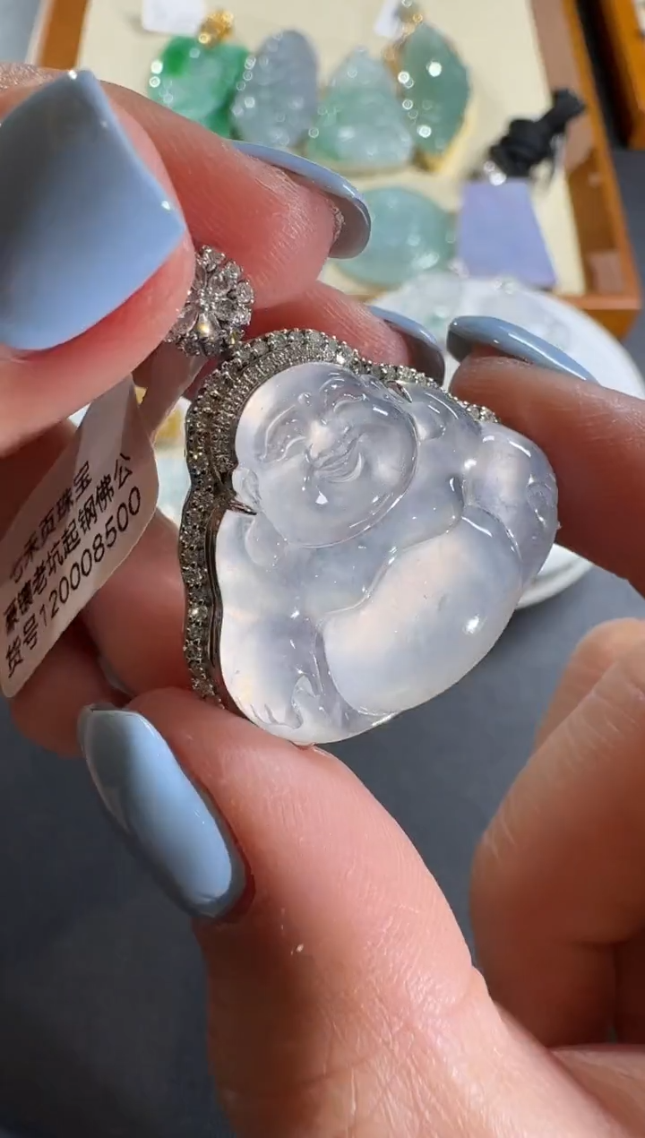 【闪购商品】翡翠吊坠(不含链)18K金镶嵌【源头工厂】钻石镶嵌