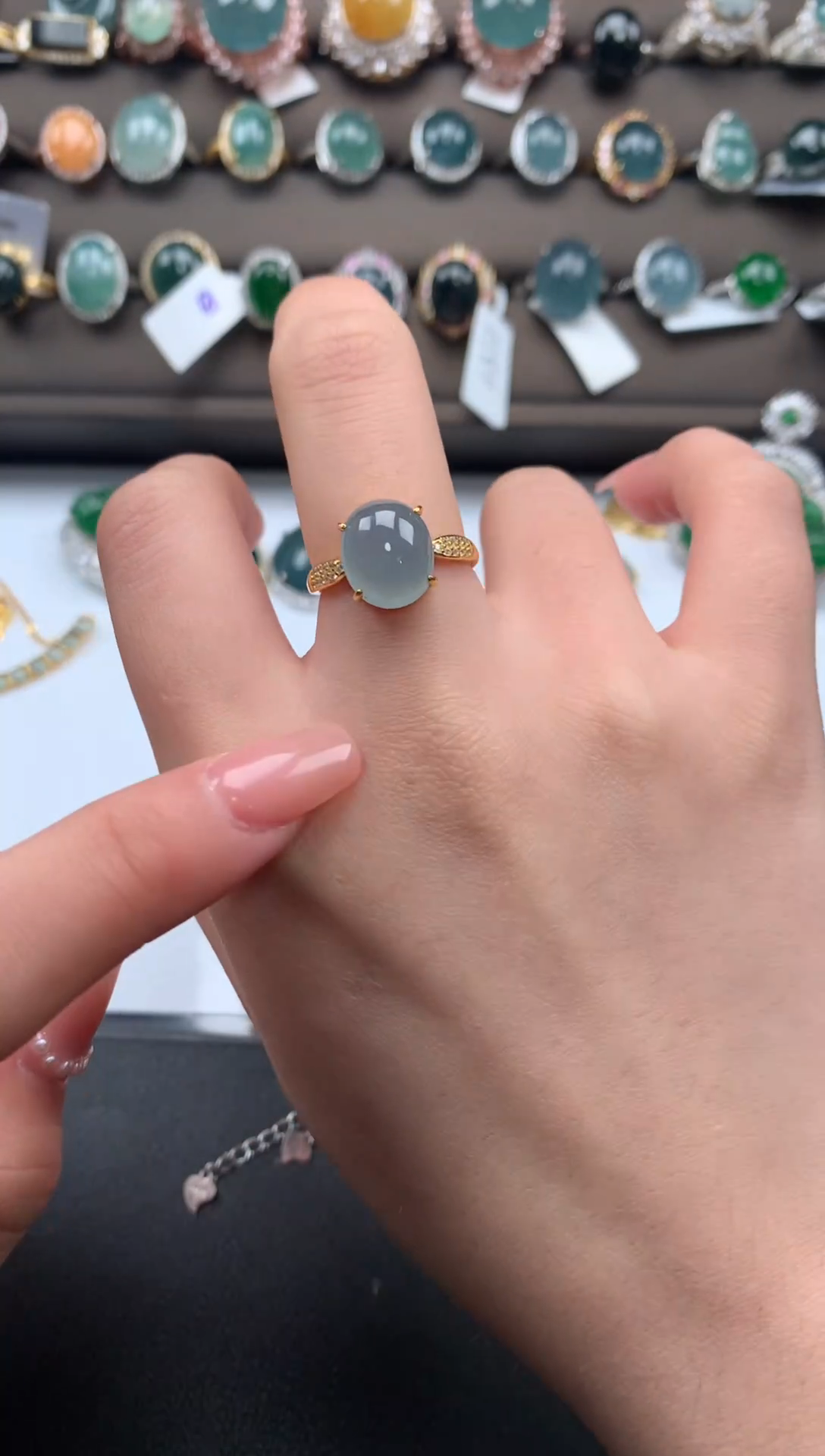 【闪购商品】翡翠戒指银S925镶嵌414124