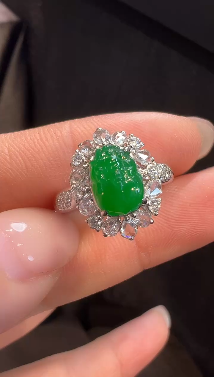 18K金镶嵌戒指翡翠AL6