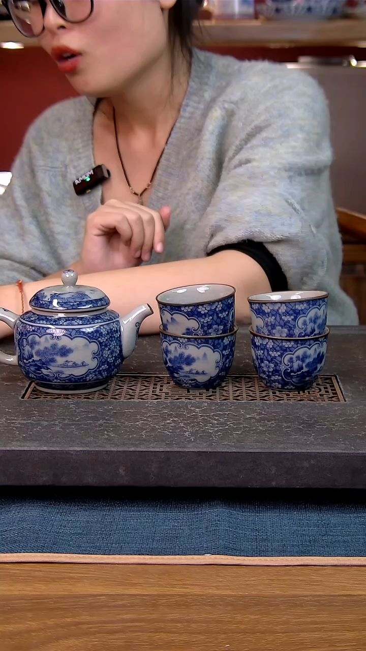 简装家用款5件套 老陶泥开片纹陶瓷茶具