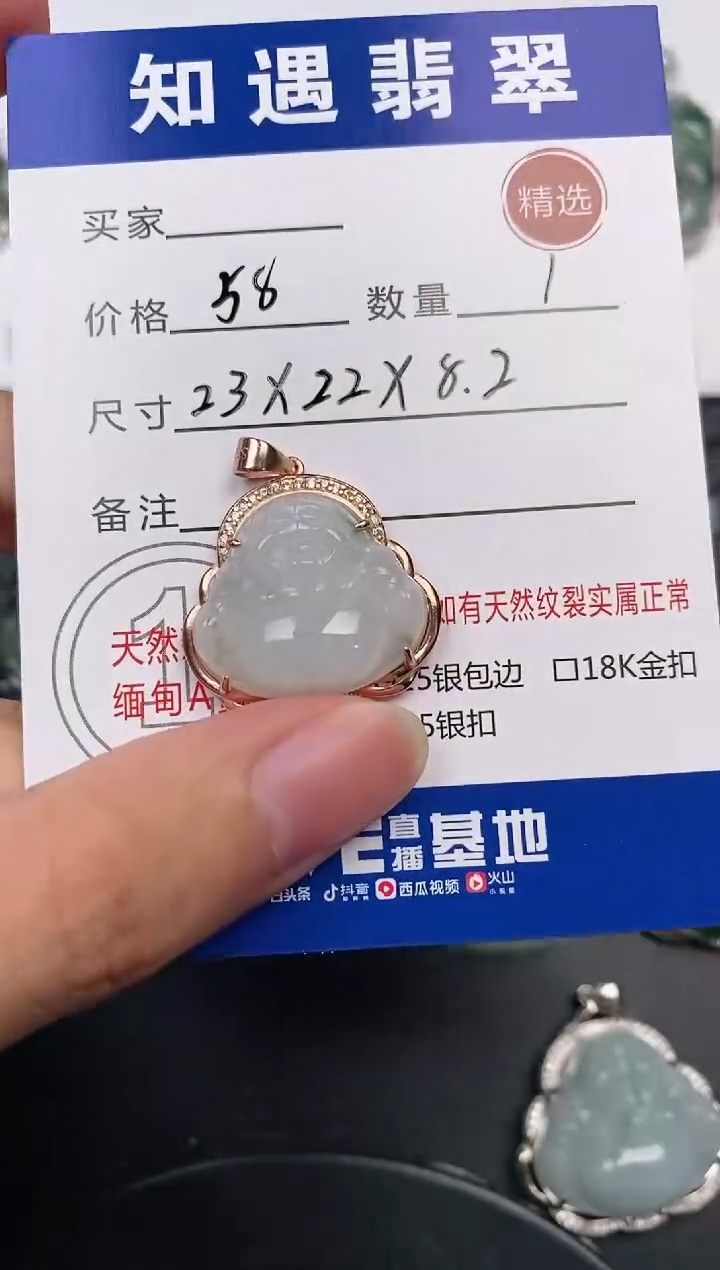 颈饰银S925镶嵌翡翠挂件