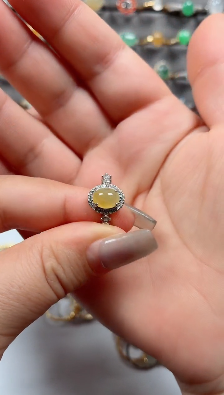 银S925镶嵌戒指翡翠.