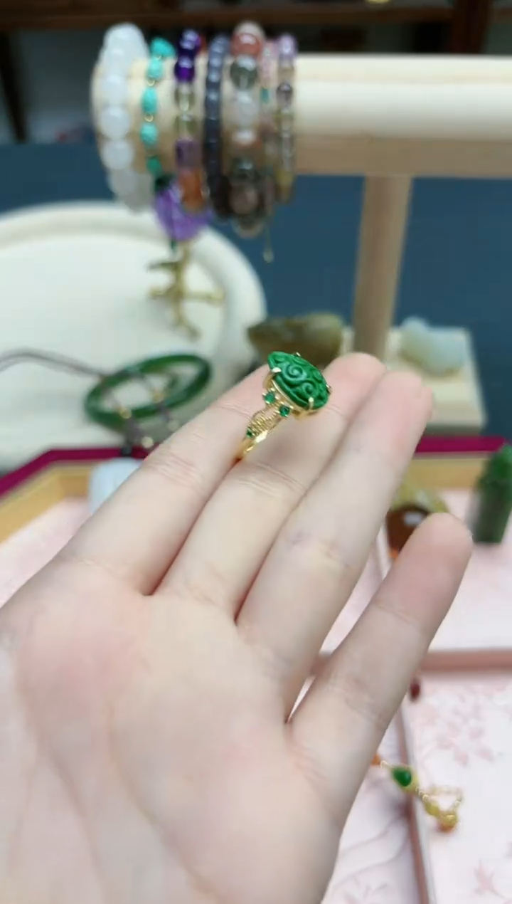 【闪购商品】翡翠戒指银S925镶嵌翡翠戒指*1 MH