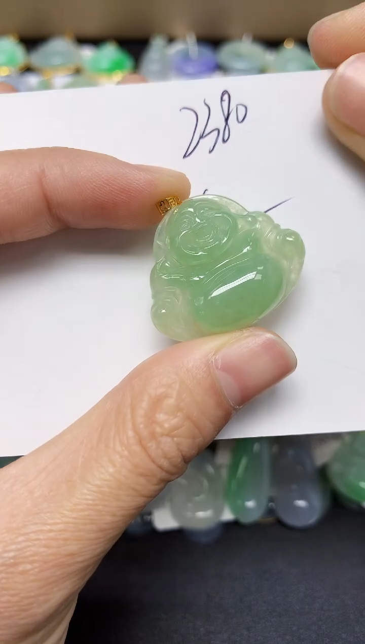 翡翠18K金镶嵌颈饰 天然翡翠A货
