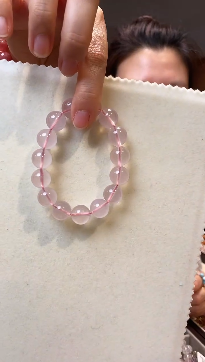 水晶手链未镶嵌粉水手串12.8mm