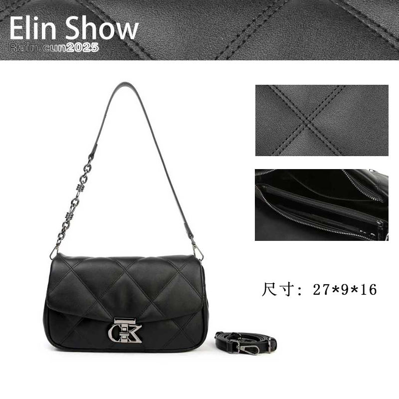 【Elin定制】2025年秋冬新款女包时尚设计单肩包BF-66608-黑色