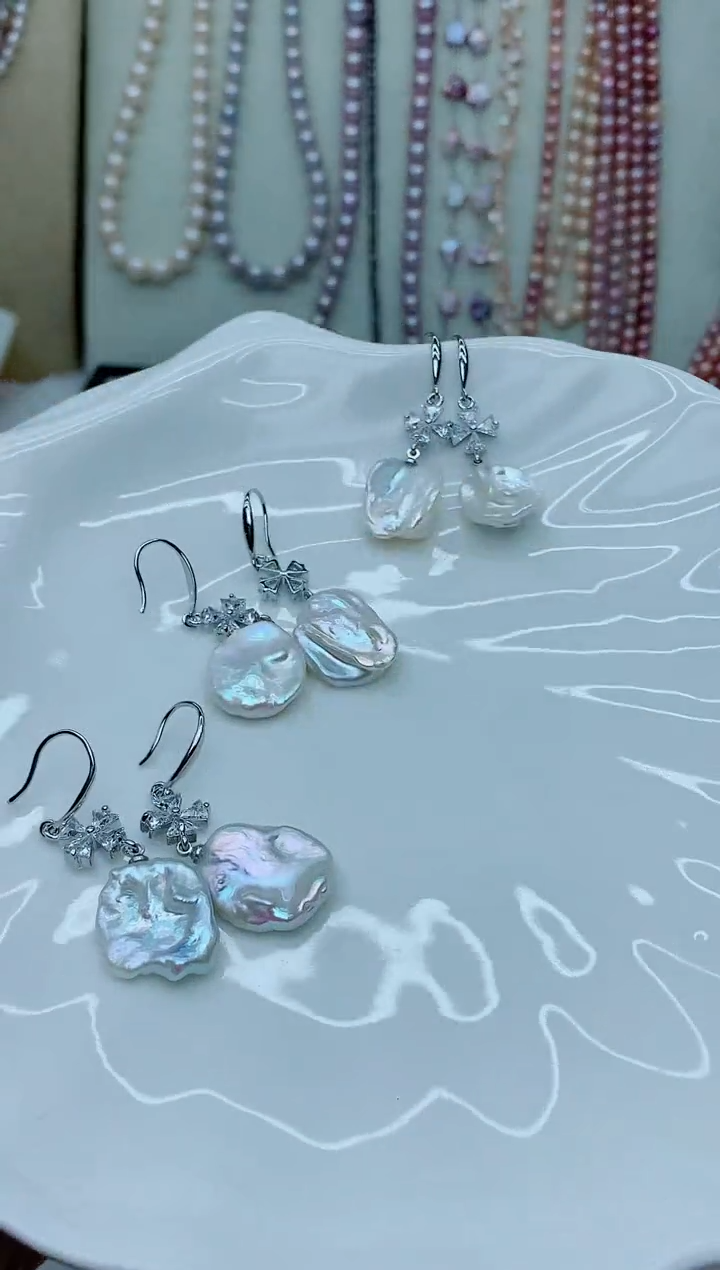 未镶嵌耳饰淡水珍珠多样性发其一【非无瑕】