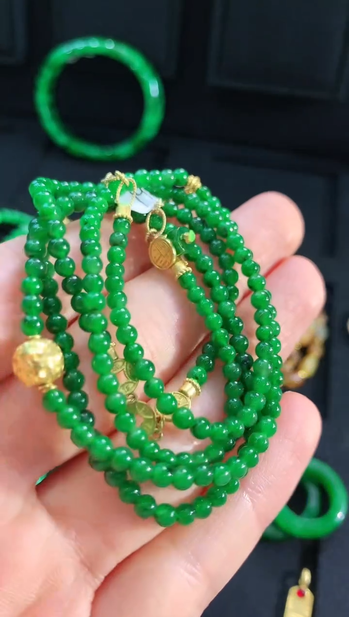 【闪购商品】翡翠颈饰18K金镶嵌珠串