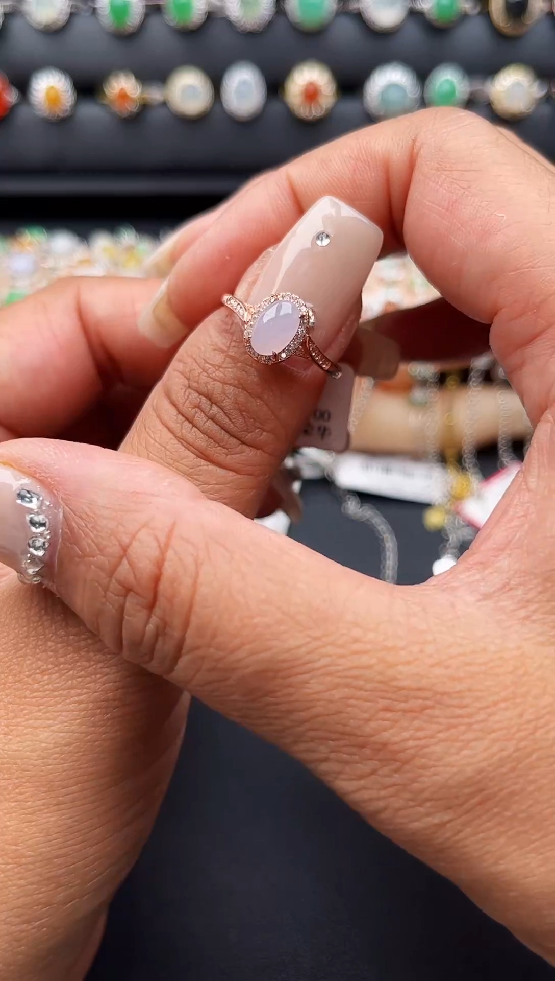 【闪购商品】翡翠戒指银S925镶嵌缅甸天然A货翡翠S925银镶嵌