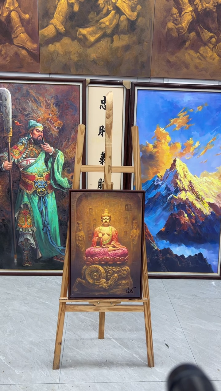 油画大日如来带框43*63CM