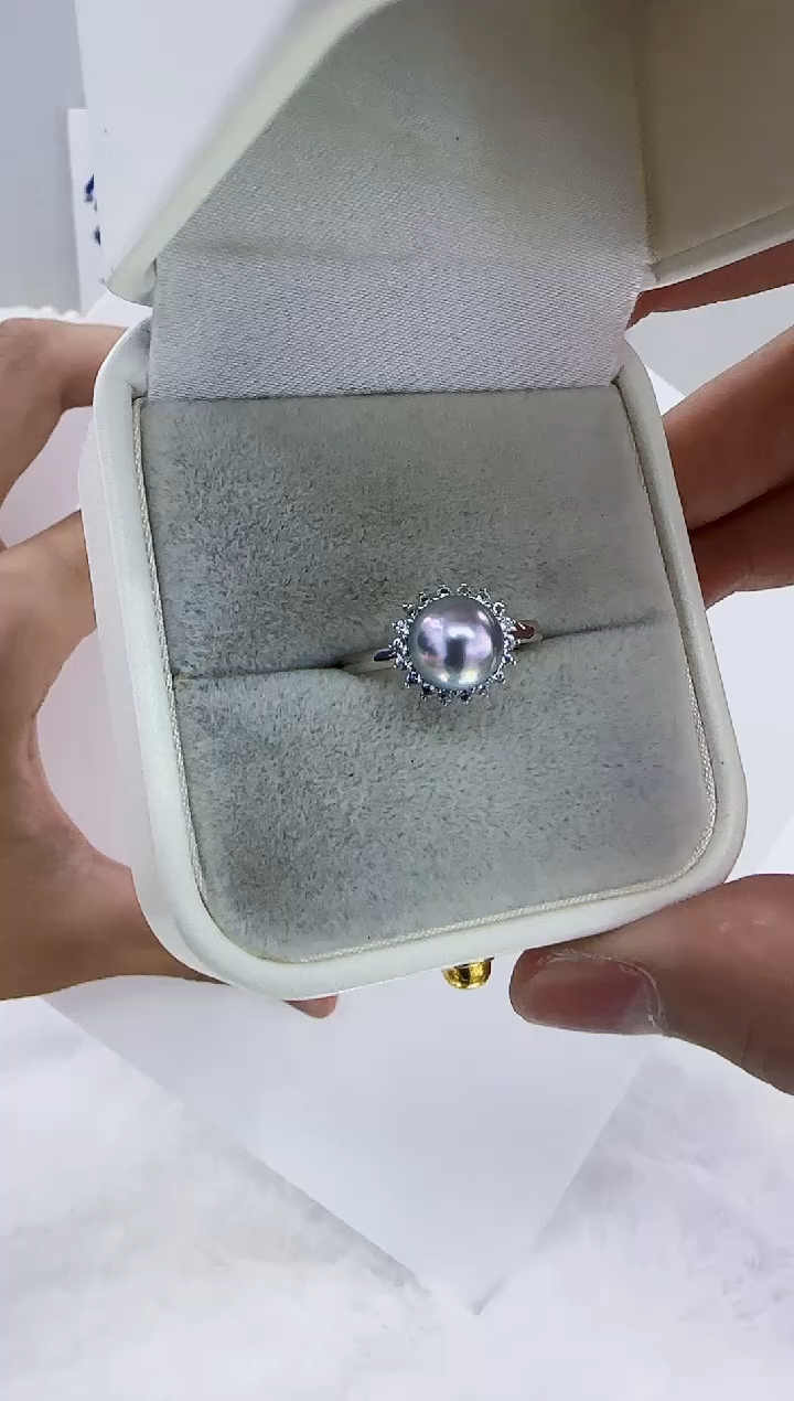 银S925镶嵌海水珍珠DA珍珠 戒指   a217