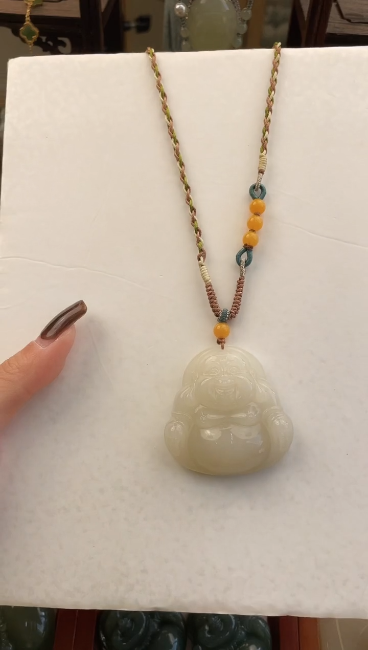 【闪购商品】和田玉颈饰未镶嵌藕粉45mm佛公