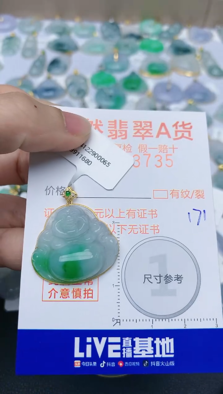 【闪购商品】翡翠颈饰18K金镶嵌天然翡翠A货    171