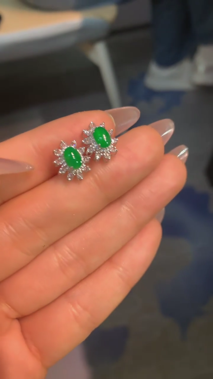 【闪购商品】翡翠耳饰18K金镶嵌耳饰