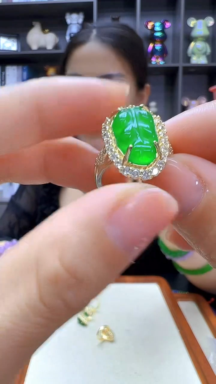 翡翠14K金镶嵌颈饰沉白diy劲饰