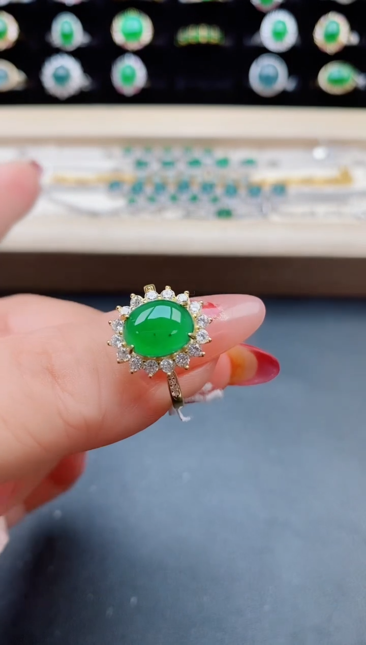 【闪购商品】翡翠戒指银S925镶嵌508550