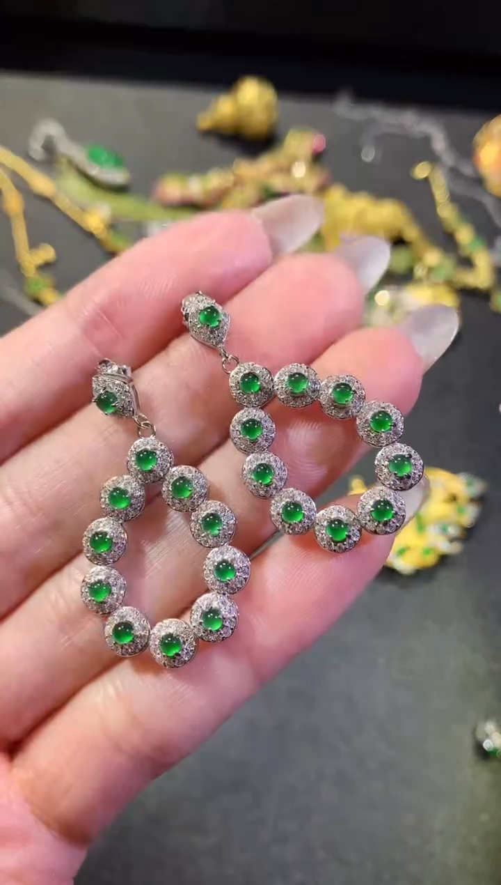 【闪购商品】翡翠耳饰银S925镶嵌139耳饰（多样性发货一件