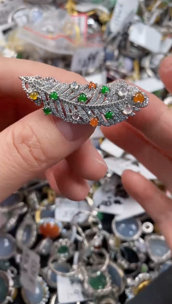 银S925镶嵌戒指翡翠111   10