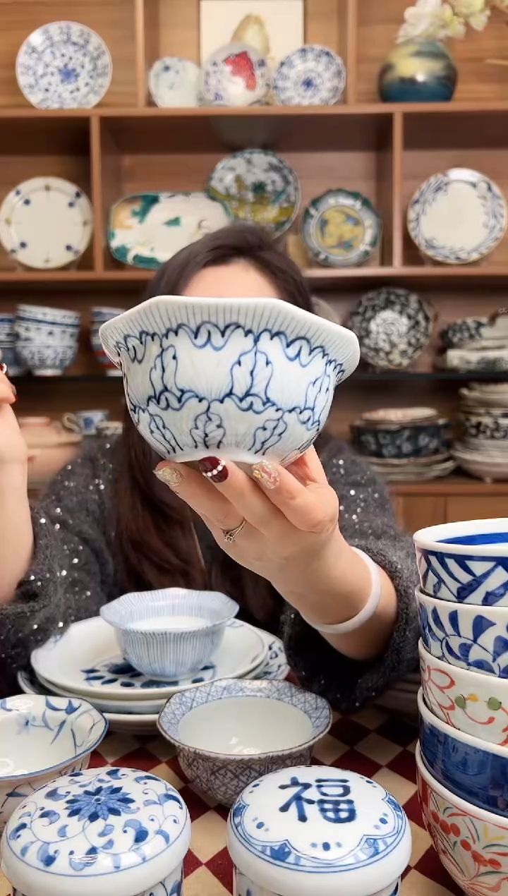 【闪购商品】瓷片染野花12cm八角小碗    