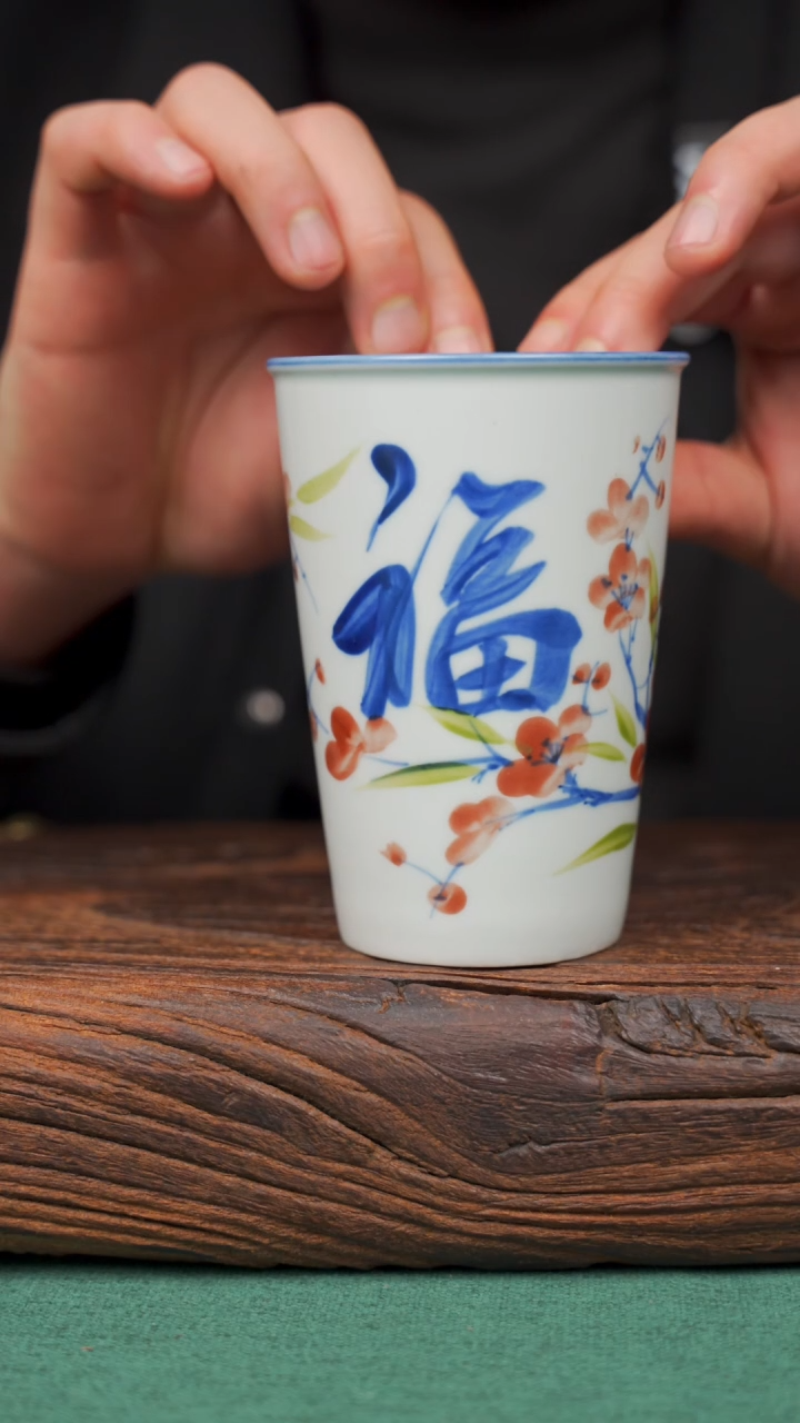 【闪购商品】瓷片95寻一缕瓷香杯釉下手工手绘瓷器