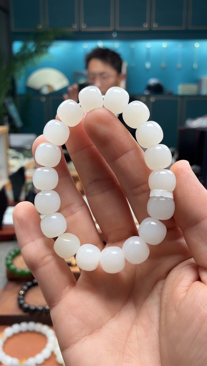 未镶嵌手串和田玉白玉11*12