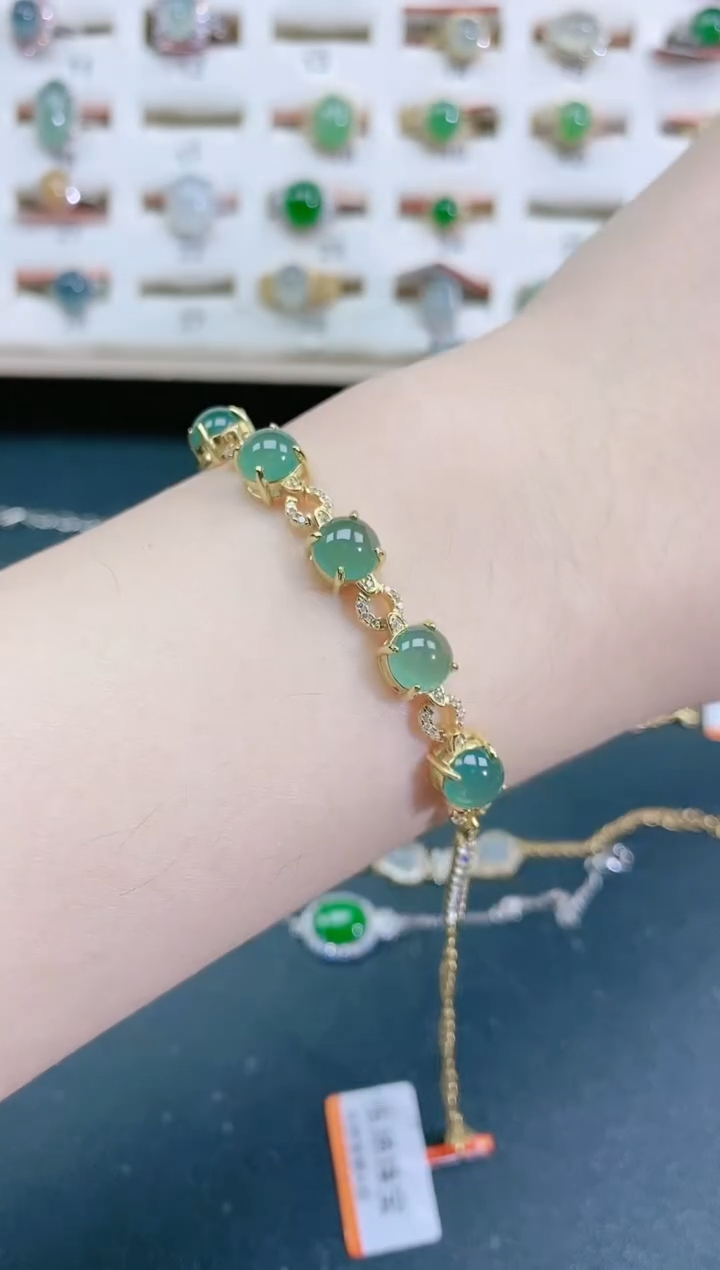 银S925镶嵌手链翡翠天然翡翠
