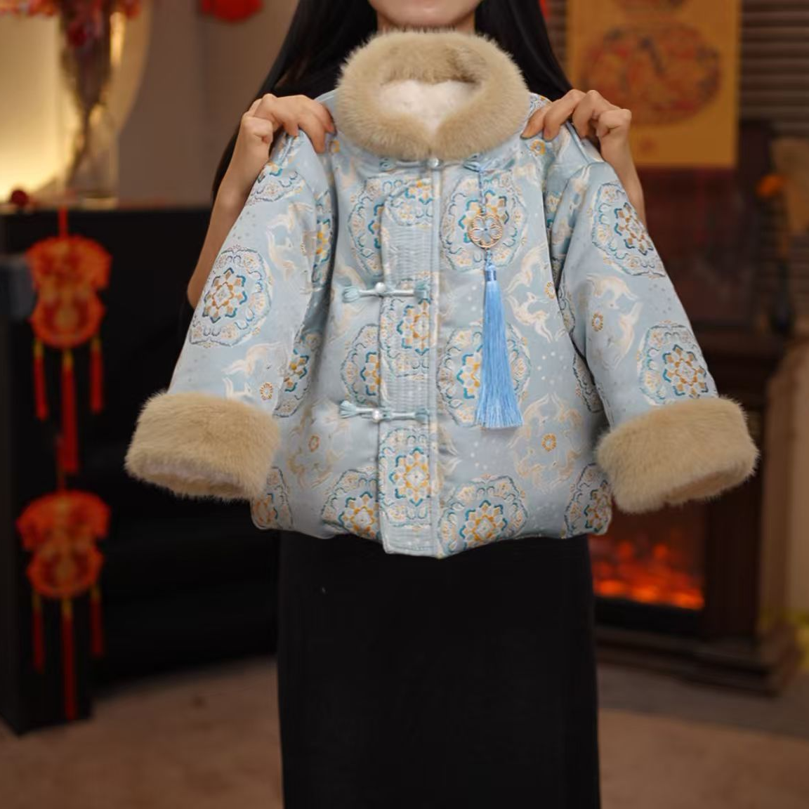 2026款【宝花奔鹿】新中式拜年服  冬季保暖加厚国风儿童冬装25Y603