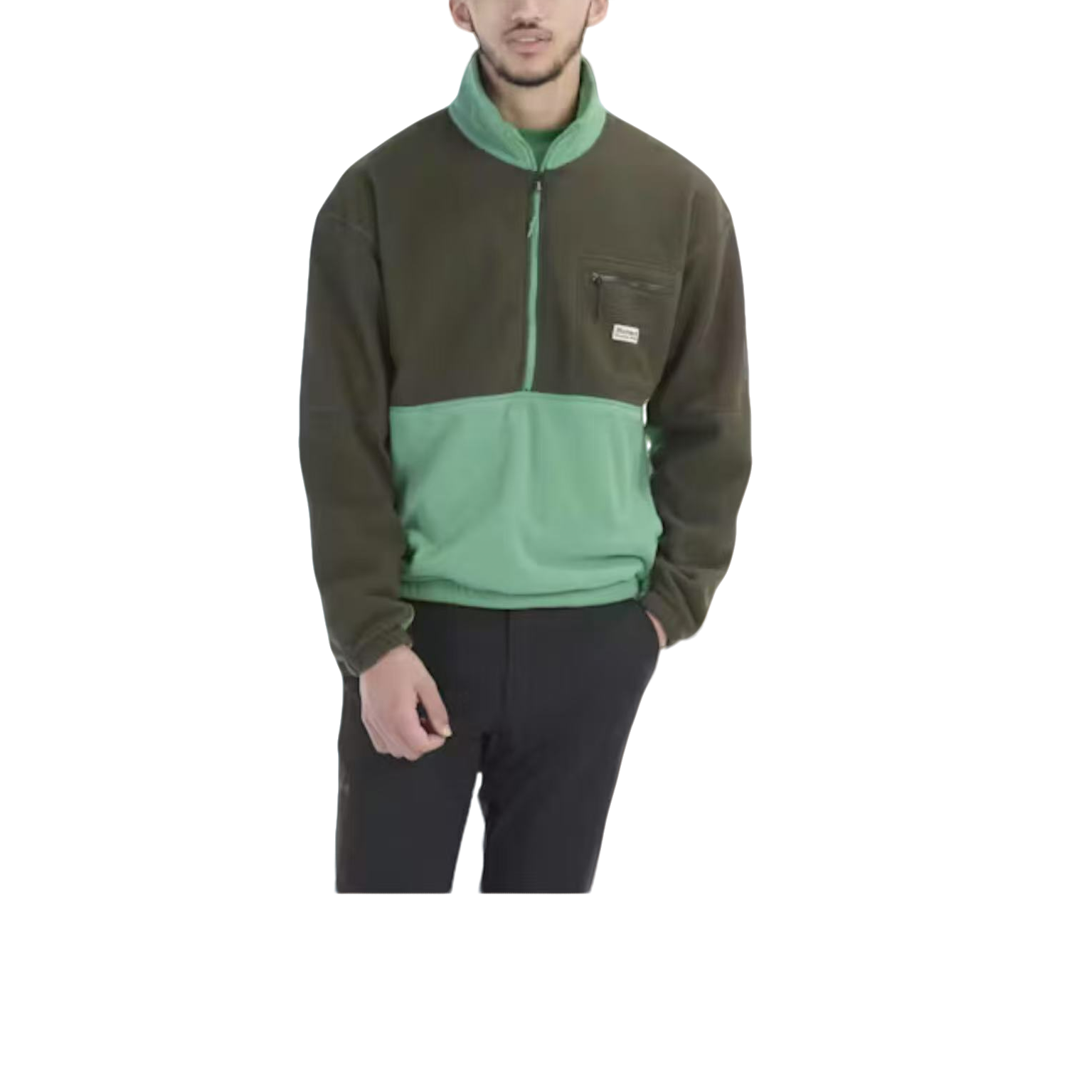 MARMOT/马魔山土拨鼠M14609男士休闲半拉链拼色抓绒衣L码