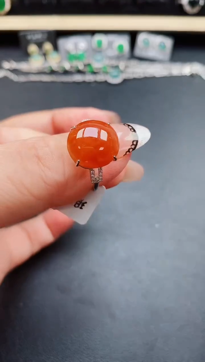 翡翠戒指银S925镶嵌8050