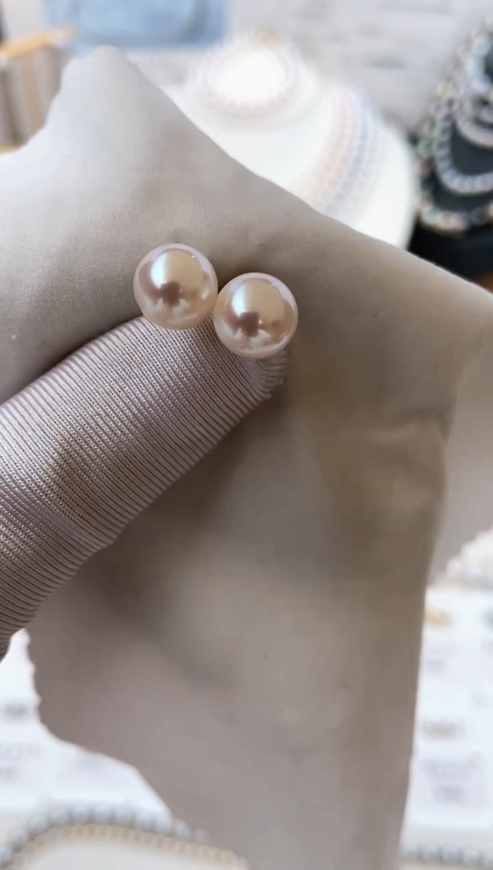 【闪购商品】海水珍珠耳饰18K金镶嵌特选福利8-8.5mm不退不换