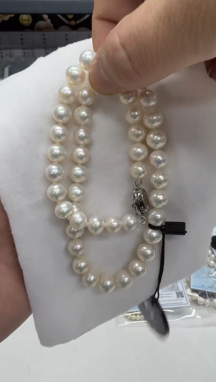 【闪购商品】淡水珍珠项链银S925镶嵌无核-精品 9-10mm