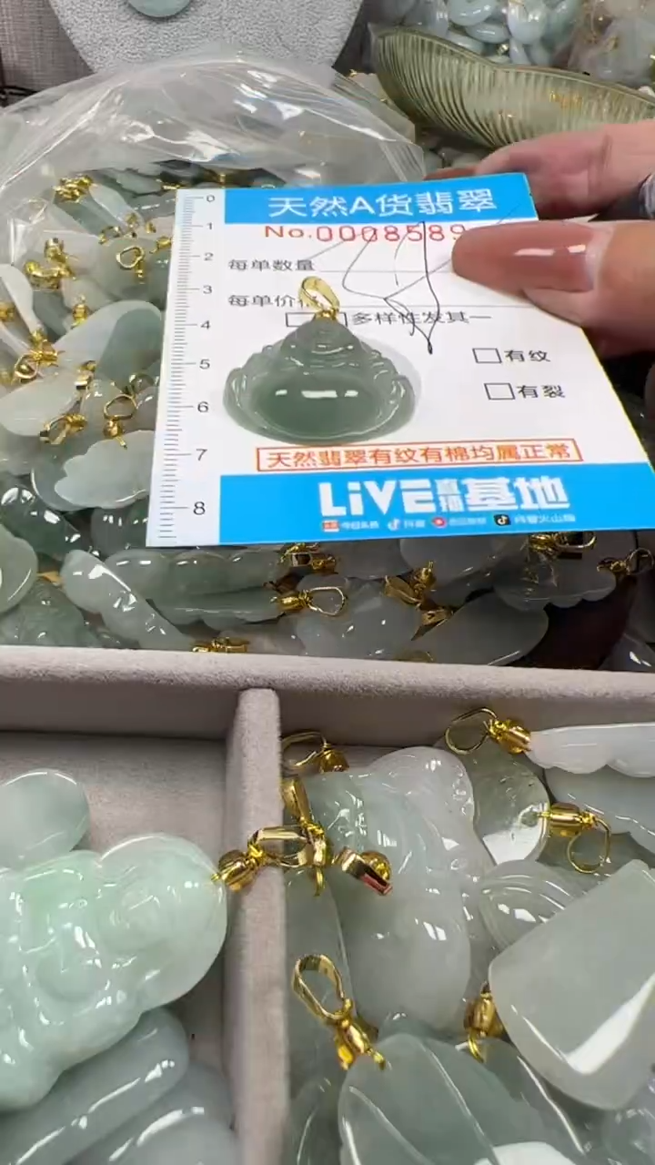 翡翠未镶嵌颈饰净货挂件-8589