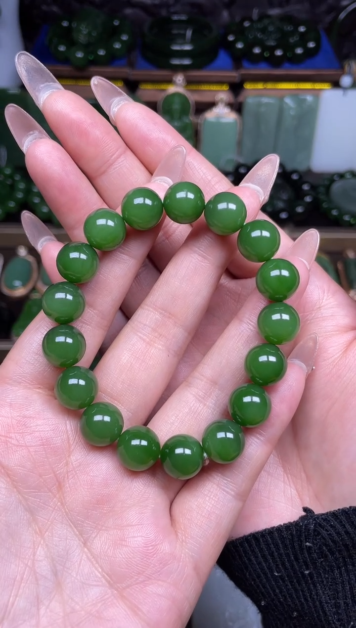 【闪购商品】和田玉手串未镶嵌碧玉阳绿