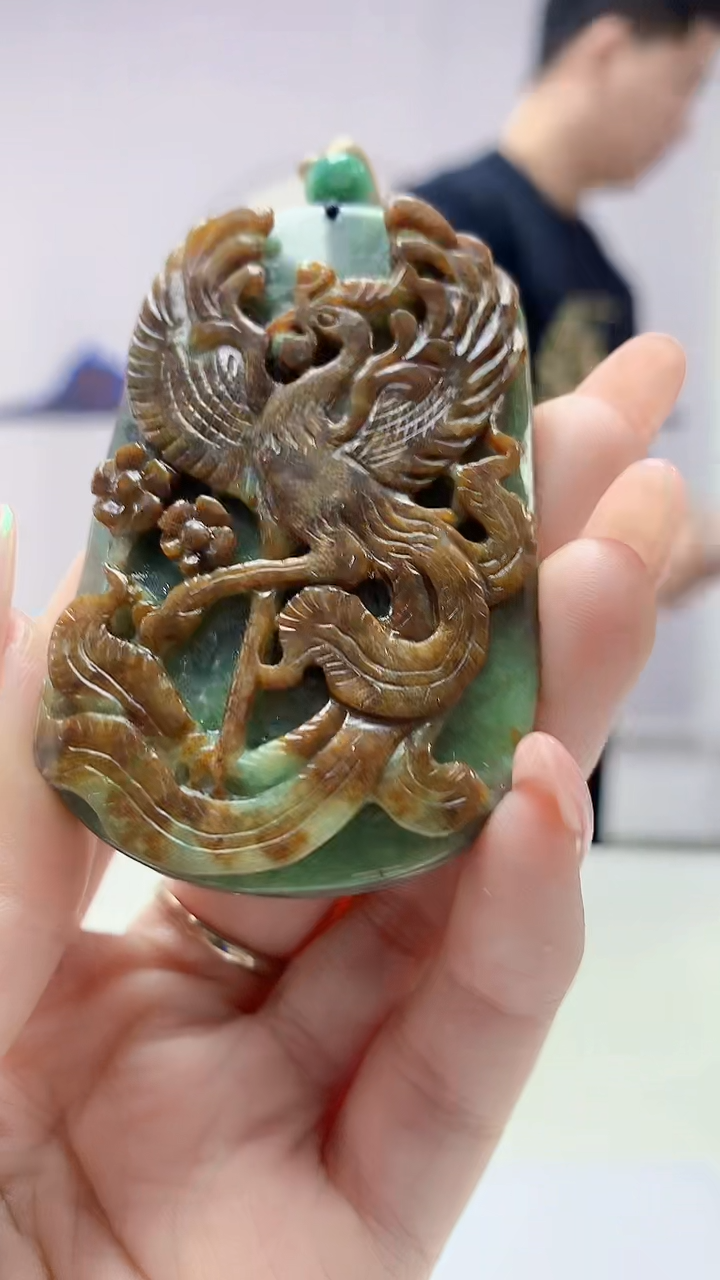 【闪购商品】定制翡翠未镶嵌4917DD-毛货挂件凤凰92