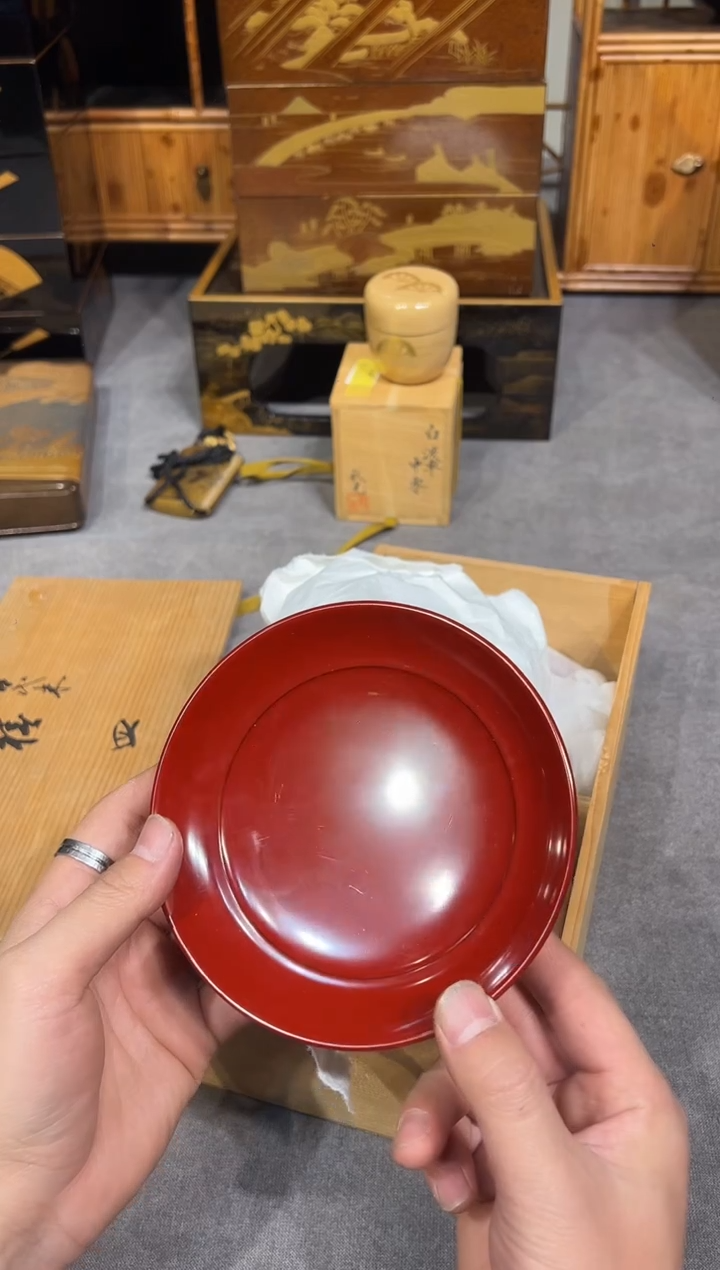 椿皿 三片 大漆漆器大漆漆器