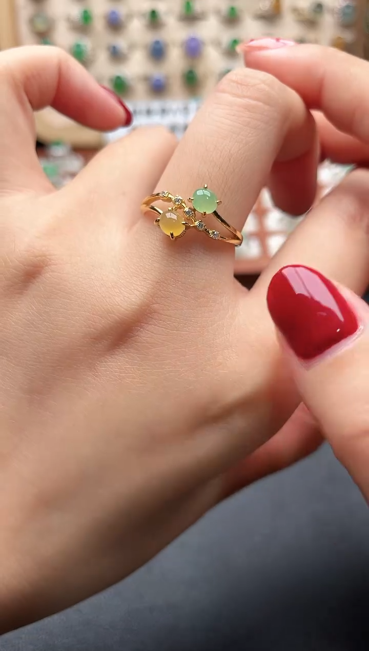 银S925镶嵌戒指翡翠一物一证一礼盒