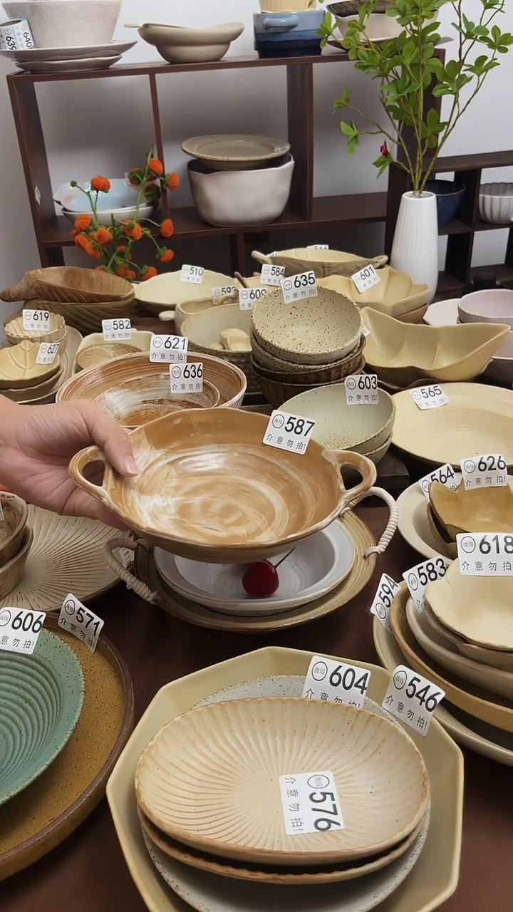 瓷片7寸双耳瓷器587  1个