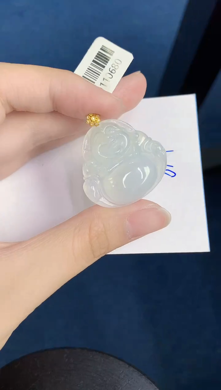 翡翠18K金镶嵌颈饰天然翡翠緬甸A貨