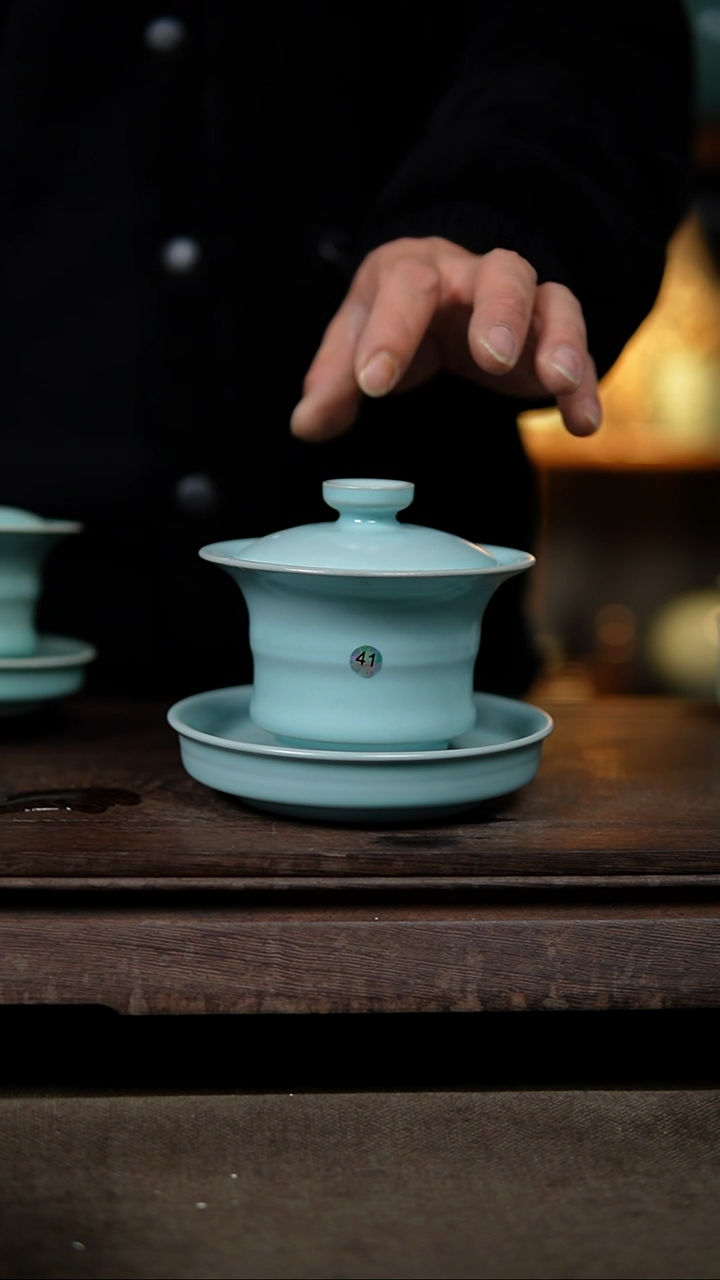 【闪购商品】杯仿古宋臻纯手工竹节盖碗瑕41