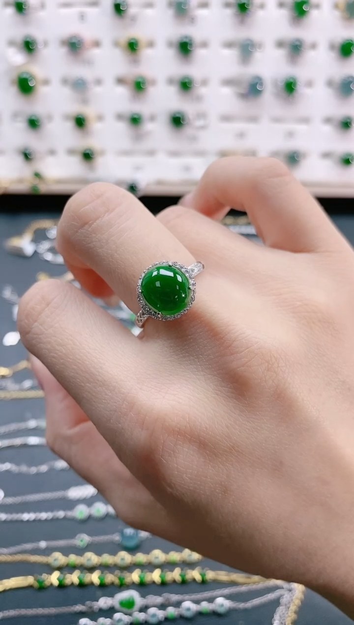 【闪购商品】翡翠戒指银S925镶嵌天然翡翠