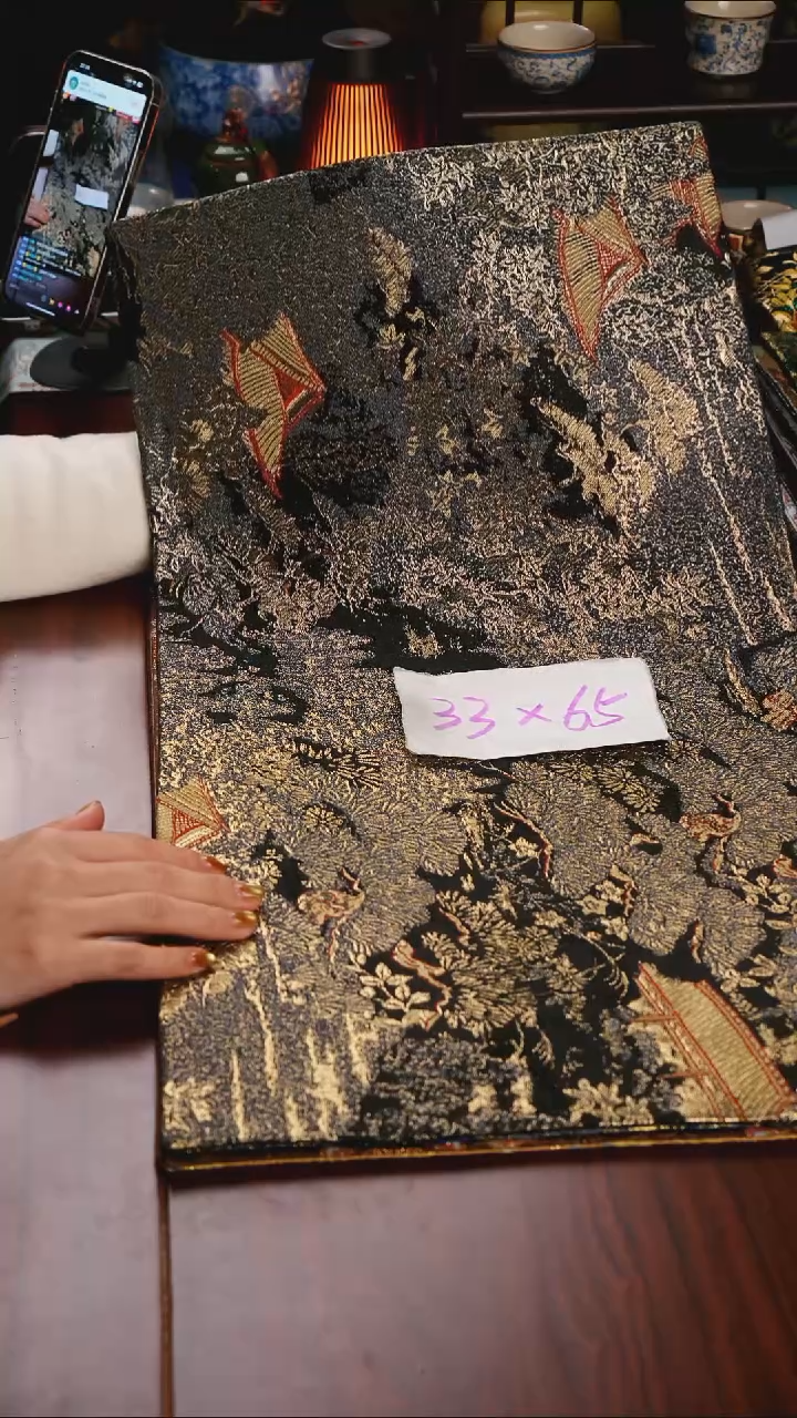 【福利西阵织登鹳雀楼黑金双面】中国风干泡织锦茶席33*65