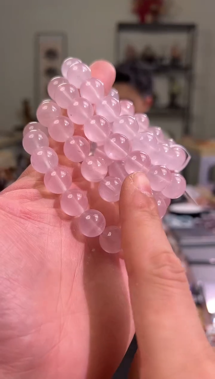 【闪购商品】芙蓉石手串未镶嵌13+mm莫粉水晶手串（多样性发其一）