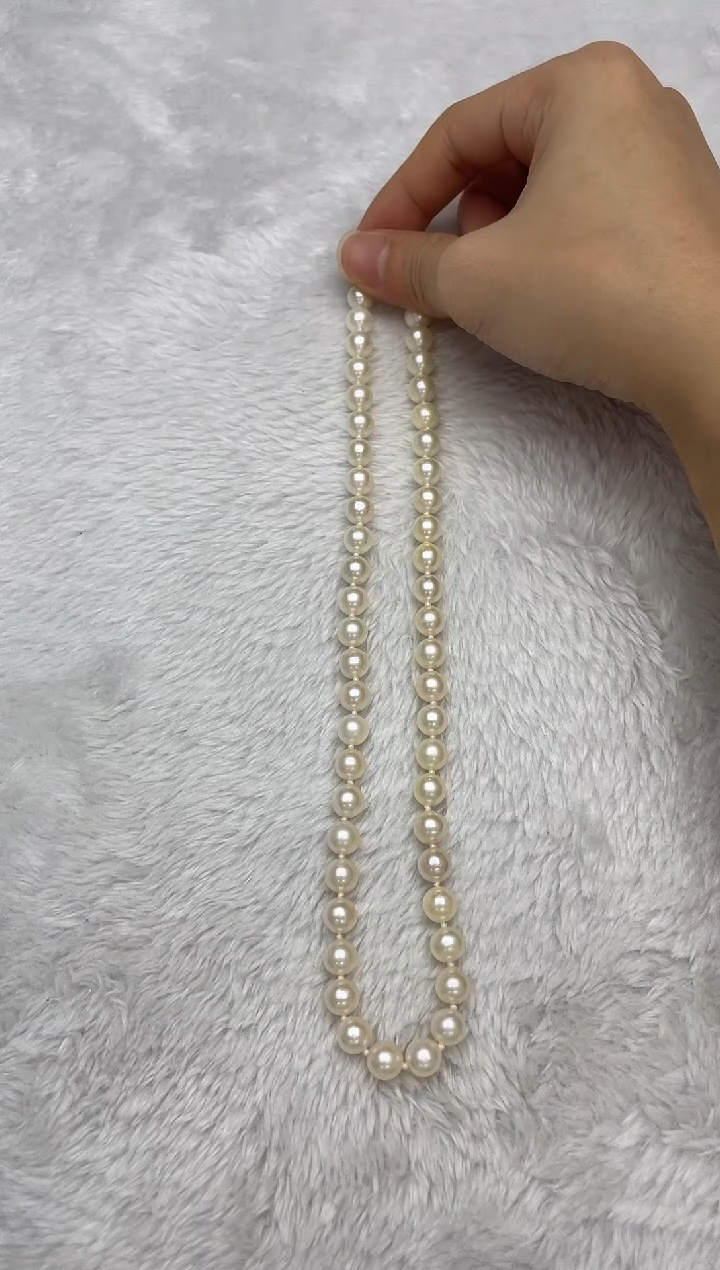 项链银S925镶嵌海水珍珠AK羽皇金8-8.5mm