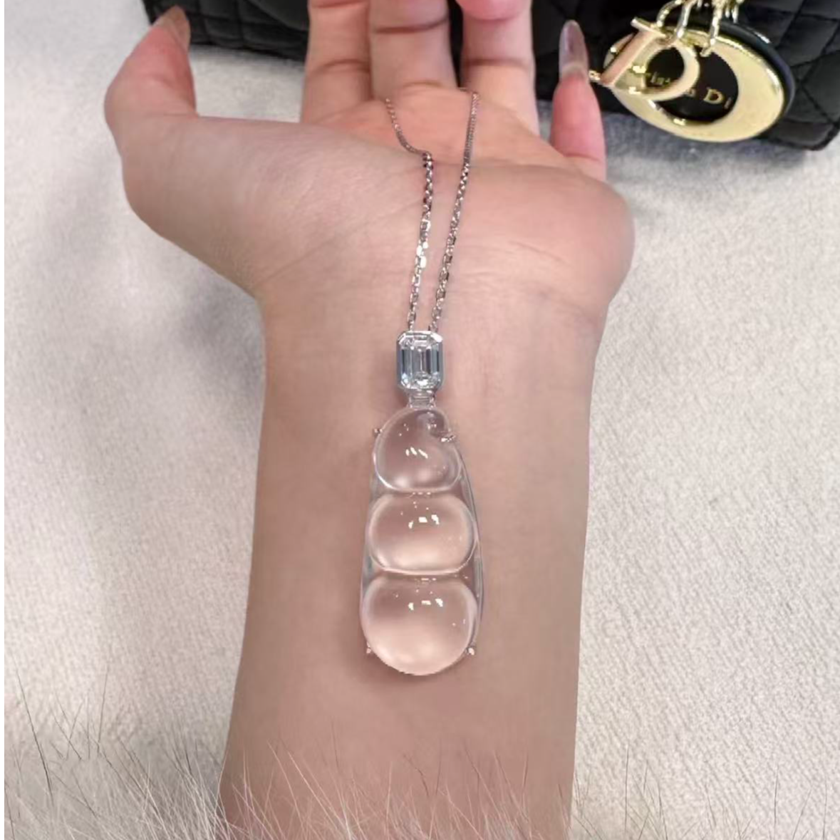 QANNA【福禄寿】【白月光】新中式简约高冰种四季豆吊坠（不含链）AY