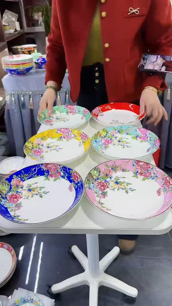 【闪购商品】瓷片8英寸景德镇花口圆深盘混色6个