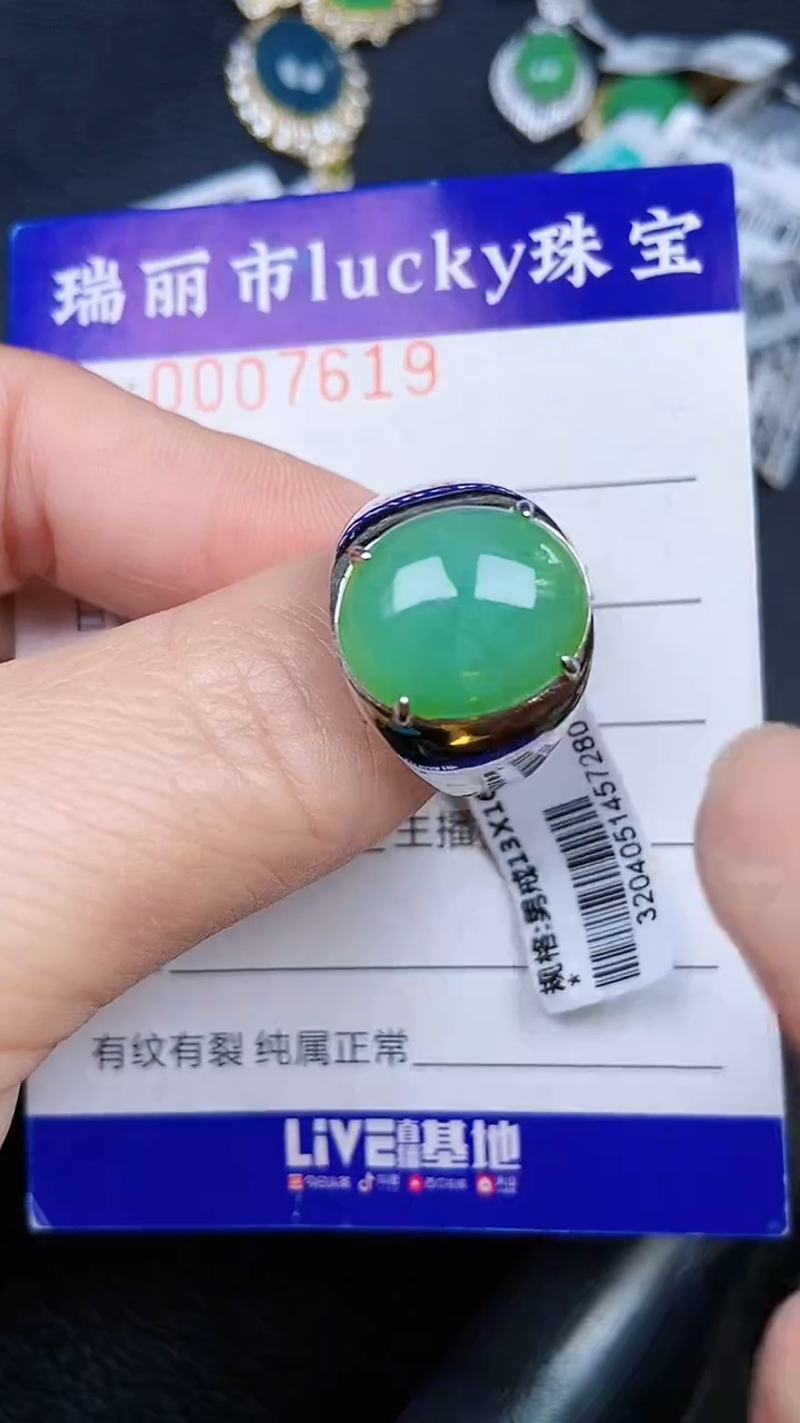 颈饰银S925镶嵌翡翠7619