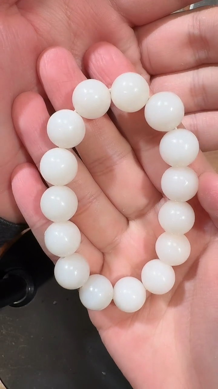 【闪购商品】和田玉手串未镶嵌1367 14mm白玉手串