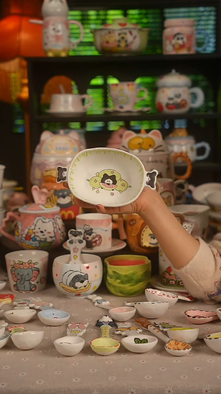 陶瓷无盖款景德镇高温釉下彩纯手绘创意瓷