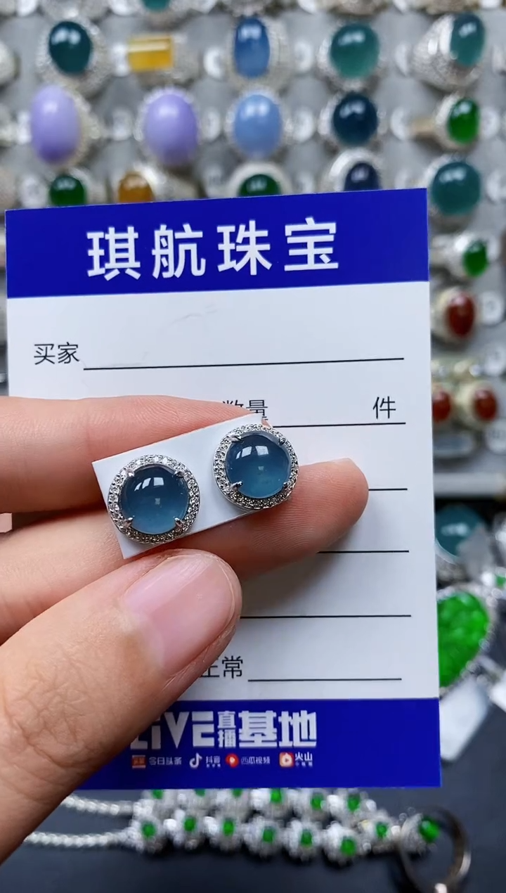 【闪购商品】翡翠耳饰银S925镶嵌0206